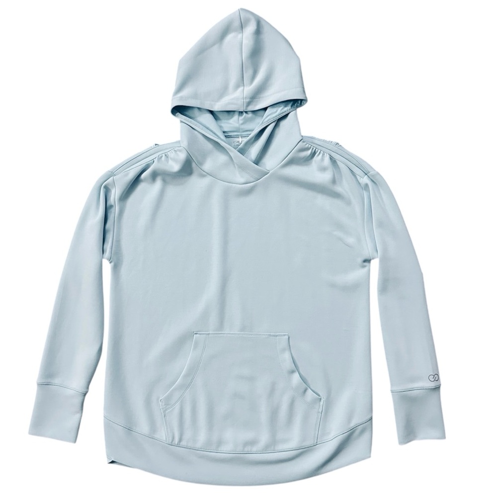CALIA Ruched Shoulder Hoodie Oversized Sweatshirt Glacier Blue Size Medium - Picture 12 of 12